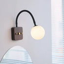 Axyaa Glass Ball LED Wall Lamps Black Hose Adjustable Wood Bathroom Lights