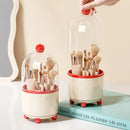 Axyaa Rotating Makeup Brush Holder with Lid - Clear Brush Organizer