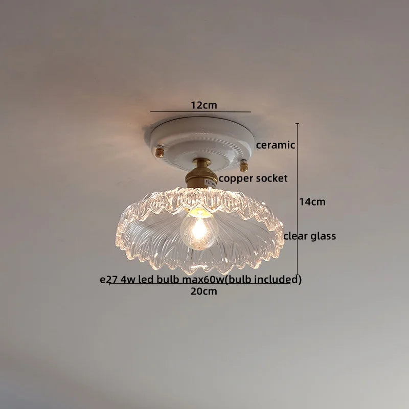 Axyaa Ceramic LED Ceiling Light - Creamy White Nordic Indoor Lamp