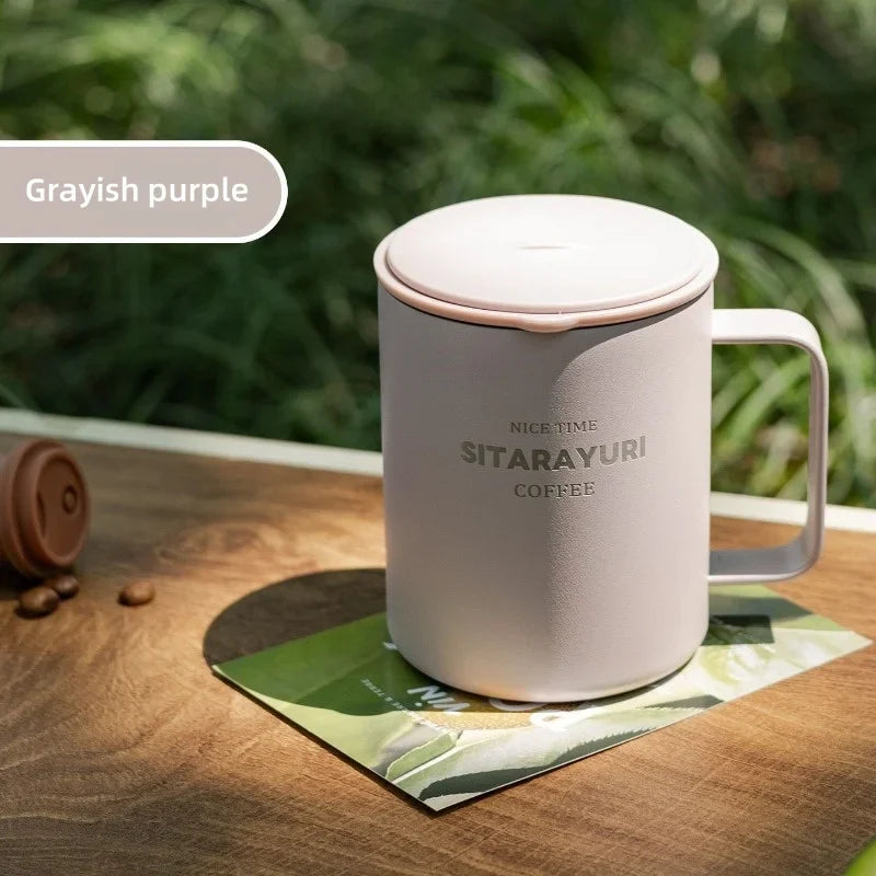 Axyaa Stainless Steel Vacuum Flask Cold&Hot Cup Handle Thermal Travel Mug