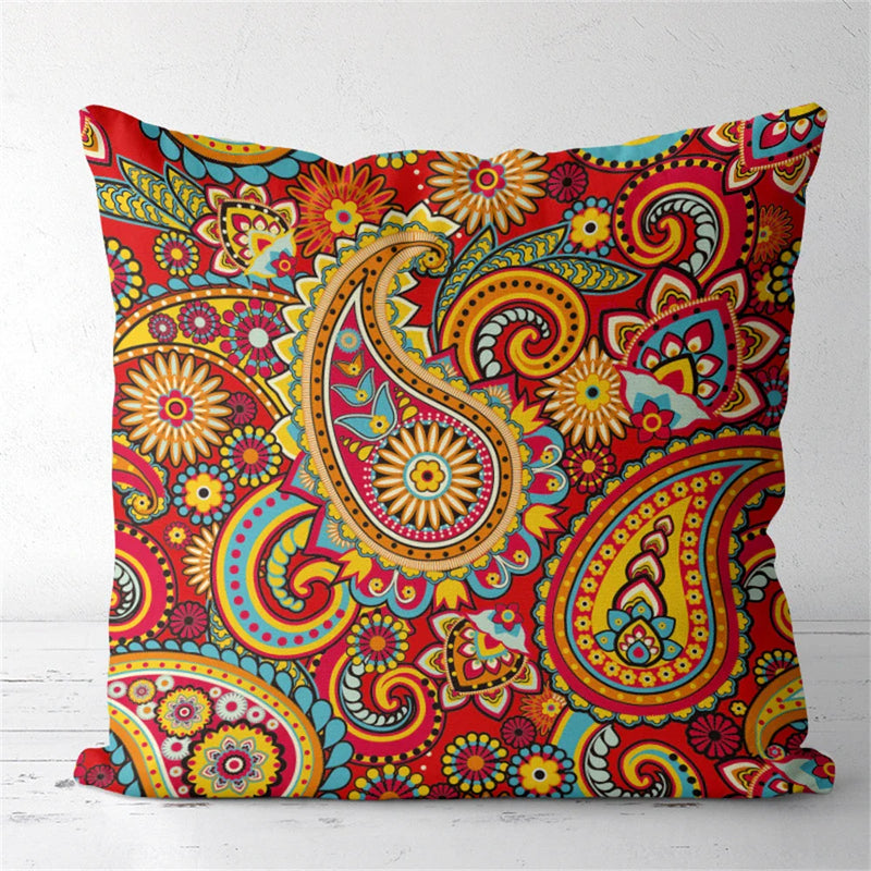 Axyaa Tan Chen Pattern Flower Cushion Cover for Home Decor