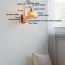 Axyaa Glass Wood LED Wall Lights - Up Down Rotate Wabi Sabi Bedside Lamp