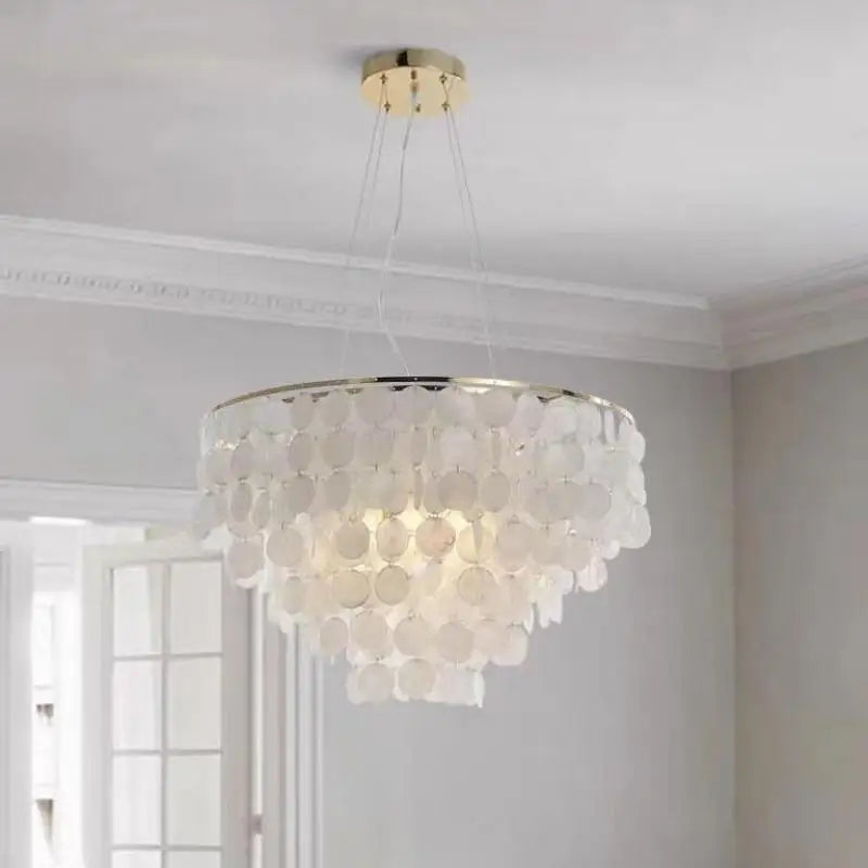 Axyaa Nordic Shell Gold Chandelier Lanterns for Living Room, Restaurant, Bedroom & Aisle