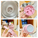 Axyaa Kids Double Straw Tumbler Water Bottle - Rabbit Bear Design