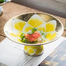 Axyaa Golden High Footed Ceramic Sushi Plate Set - Restaurant Quality Molecular Cuisine Tableware