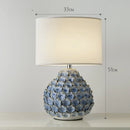 Axyaa Blue Ceramic Desk Lamp with White Fabric Shade for Modern Minimalist Home Decor