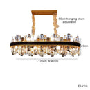 Axyaa Smoky Grey Crystal Chandelier LED Pendant Light, Luxe Leather, Dimmable for Living Room
