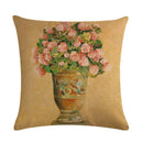 Sunflower Linen Throw Pillow Cover for Home Decor by Axyaa