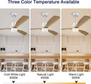Axyaa Modern Nordic 52" Wooden Ceiling Fan with LED Light & Remote Control