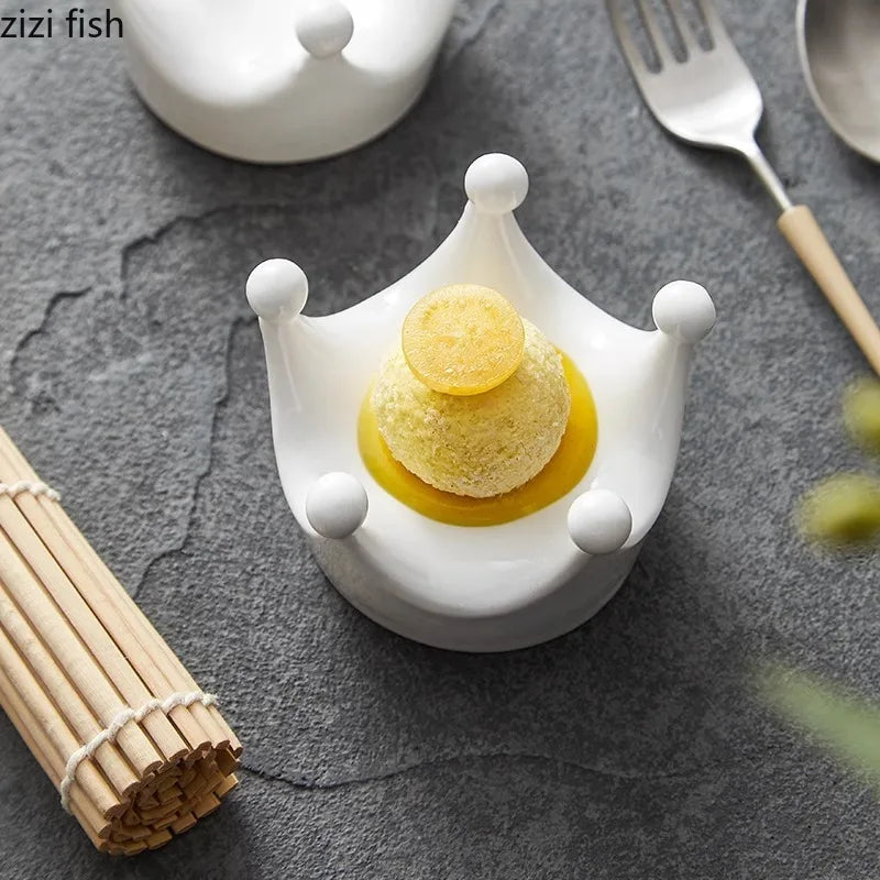 Axya Crown Ceramic Dim Sum Plate Sushi Dessert Dish Molecular Cuisine Tableware
