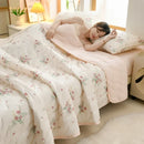 Axyaa Floral Summer Blanket & Pillowcase Set - Soft Knitted Duvet, Breathable & Skin-Friendly