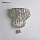 Axyaa White Wooden Beads Wall Sconce for Living Room Bedroom Kids Hallway