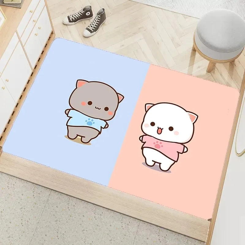 Axyaa Cute Peach Mochi Print Entrance Door Mat - Kawaii Room Decoration
