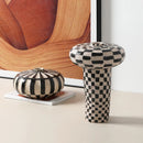 Axyaa Geometric Check Ceramic Vase, Rough Pottery Handicraft, Home Decoration Accessories