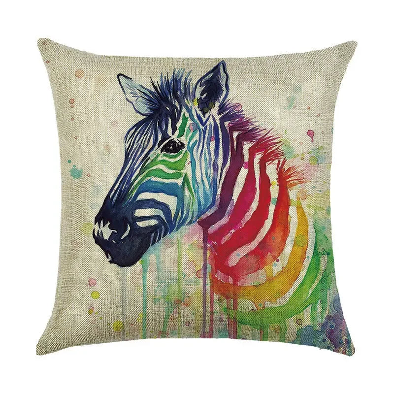 Axyaa Animal Linen Pillowcase for Bedroom Sofa Chair - Decorative Cushion Cover