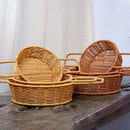 Rattan Bread Storage Basket by Axyaa: Portable Organizer for Picnic, Fruit, Sundries