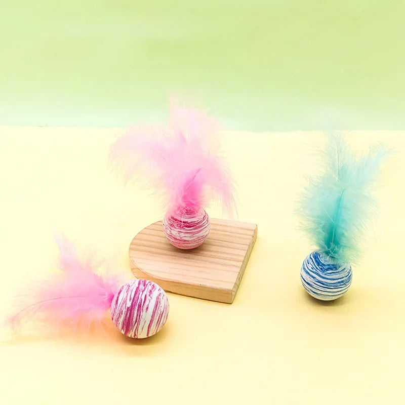 Axyaa Cat Feather Ball Toy Set for Interactive Training and Play