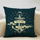 Axyaa Nautical Style Linen Pillow Cover 45x45cm for Living Room Sofa Décor