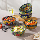 Axyaa 6 Piece 28 Oz Ceramic Cereal Bowls Set, Bohemian Style for Various Meals