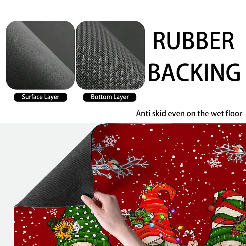 Axyaa Christmas Dwarf Draining Mat: Absorbent, Anti-slip, Quick Dry Kitchen & Bathroom Pad