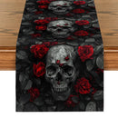 Axyaa Halloween Skull Flower Table Runner