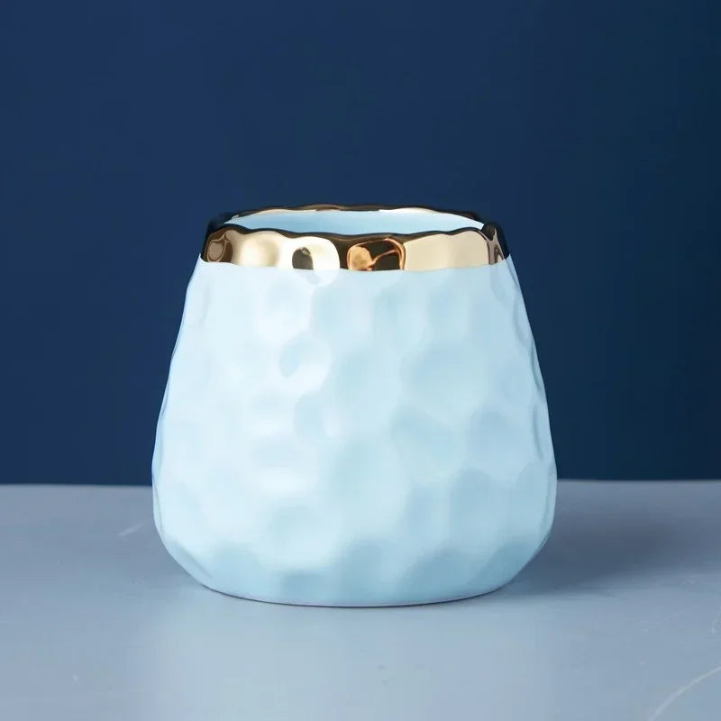 Axyaa Ceramic Storage Container Mini Utensil Set Nordic Style Gold Edge Smooth Texture