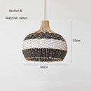 Axyaa Retro Rattan Round LED Ceiling Chandelier for Home Decoration