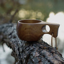 Axyaa Acacia Wood Camping Cup with Handle - Handmade Milk Coffee Outdoor Cup