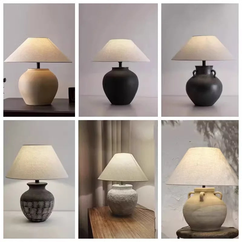 Axyaa Tuscan Stone Ceramic Table Lamp for Living Room, Restaurant, Bedroom