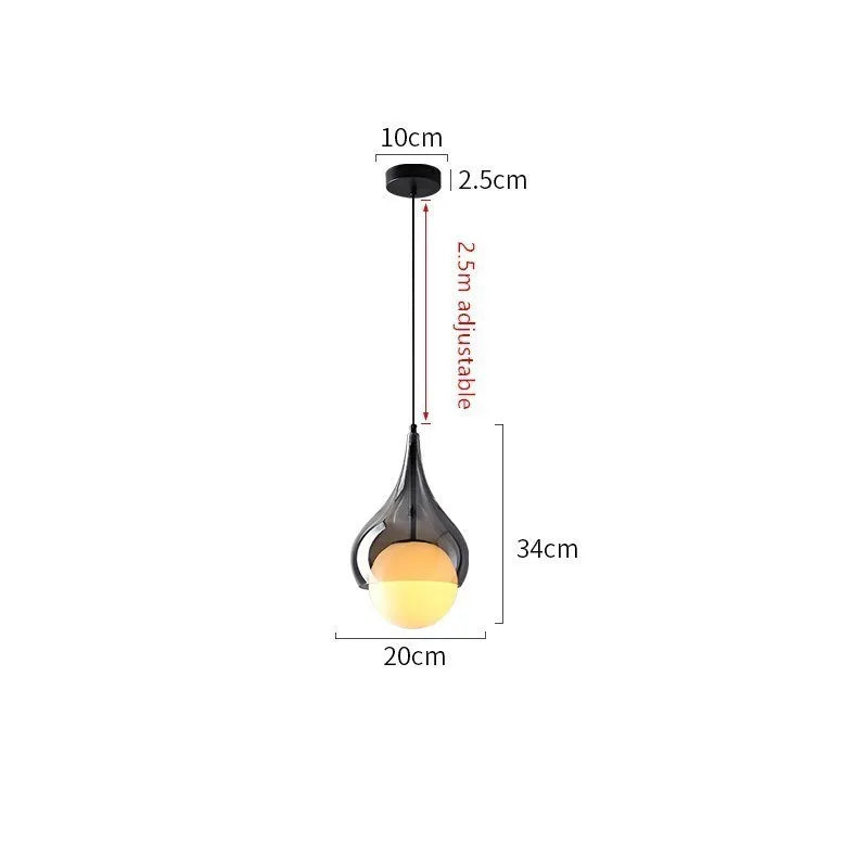 Axyaa Smoke Grey Glass Pendant Lamps for Kitchen Dining Table Light - Hanging Light for Living Room and Bedroom