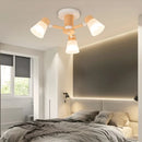 Axyaa Nordic Wood Glass Chandelier E27 Ceiling Hanging Chandelier White