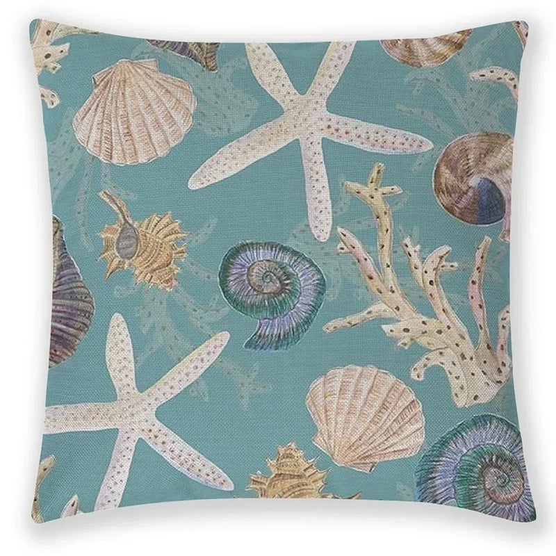Axyaa Sea Animal Linen Pillow Case 45*45cm Home Decoration