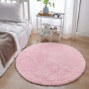 Axyaa Plush Round Rug: Soft Fluffy Living Room Carpet, Kids Bedroom Mat, Balcony Cushion