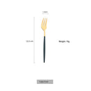 Axyaa Stainless Steel Tea Forks Set, Black Gold Mirror Cutlery Tableware