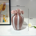 Axyaa Striped Glass Vase with Wavy Edge - Vintage Floral Arrangement Accessories