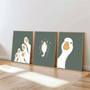 Axyaa Funny Green Goose Canvas Wall Art for Nursery & Home Decor