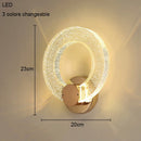 Axyaa Crystal Wall Lamp: Modern Luxury Circle Design for Bedroom, Living Room, Aisle - LED Lighting