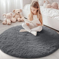 Axyaa Plush Round Carpets: Non-Slip, Washable Rugs for Living Room & Bedroom