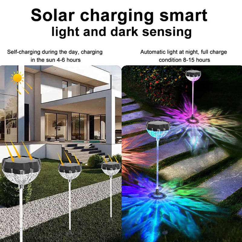 Axyaa Solar Garden Lights Outdoor RGB Warm White Landscape Decor Waterproof