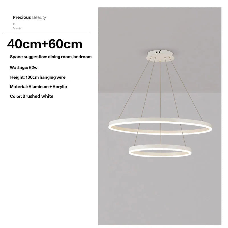 Axyaa Black LED Ring Chandelier Ceiling Light, Modern Circular Pendant for Kitchen, Living, and Dining Rooms.