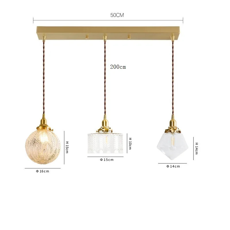 Axyaa Clear Glass LED Pendant Light: Nordic Style Copper Hanging Lamp
