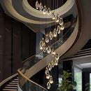 Axyaa Crystal Chandelier Stair Pendant Living Room Pendant Lights Interior Lighting