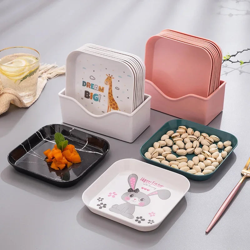 Axya Plastic Tray Cartoon Snack Cake Plate Home Kitchen Accessories