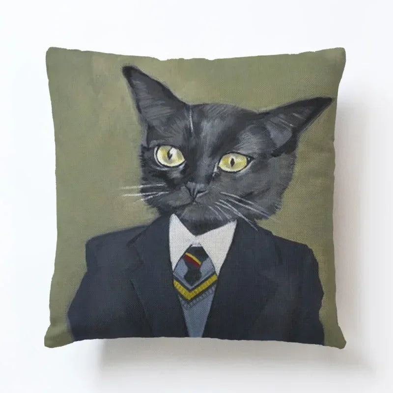 Axyaa Cartoon Animal Linen Pillowcase for Home Sofa Decor
