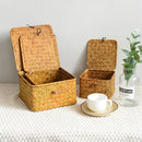 Axyaa Rattan Wicker Shelf Basket: Handwoven Rectangular Organizer for Home Storage