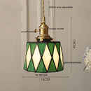 Axyaa Vintage LED Pendant Light with Wood, Copper & Glass Lampshade