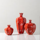 Axyaa Red Pomegranate Ceramic Vase for Home Decor and Flower Arrangements