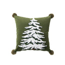 Axyaa Velvet Christmas Pillow Cover Snow Tree Embroidery Rustic Decor
