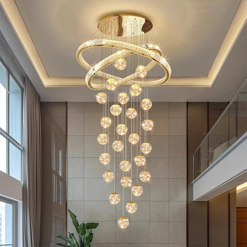 Axyaa Staircase Chandelier - Elegant Ceiling Lights - Hall Indoor Lighting Fixtures