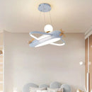 Axyaa Modern Airplane Pendant Lamp for Kids Boy Bedroom Blue Cream Chandelier